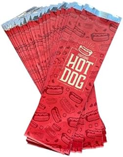 Giant Hot Dog Grease Proof Foil Food Wrapper Bags 12" Long (25)