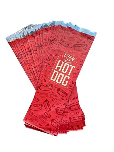 Giant Hot Dog Grease Proof Foil Food Wrapper Bags 12" Long (25)
