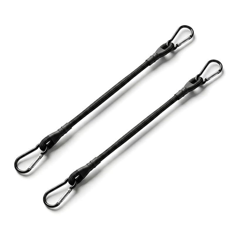 (60cm)2 Pcs Bungee Cords with Carabiner Clips,60cm Elastic Straps with Hooks for Securing Luggage Camping Gear Bike Racks - Black