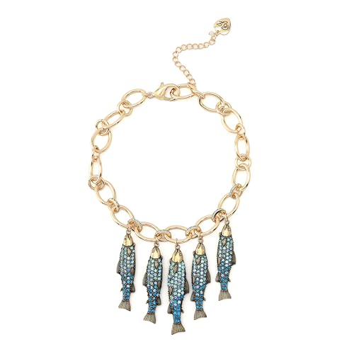 Betsey Johnson Women's Mermaid Jewels Fish Charm Bib Necklace