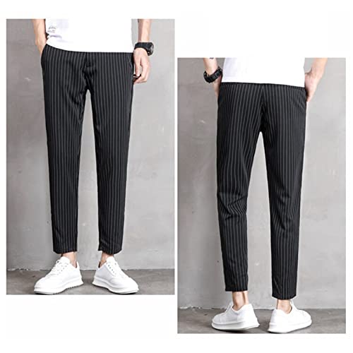 Pantalones casuales crop slim con rayas para hombre miniatura 5