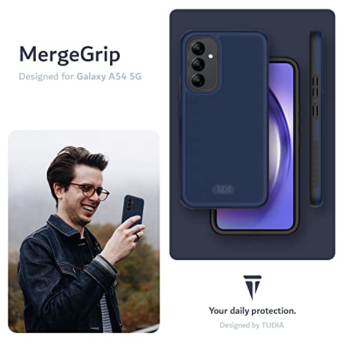 Image of TUDIA [MergeGrip Designed for Samsung Galaxy A54 5G Back Cover (2023), [Drop Tested] Dual Layer Shockproof Slim Military Grade Non-Slip Tough Heavy Duty Protection - Indigo Blue