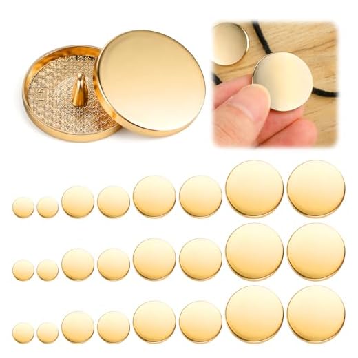 AOZUO 24 Botones Dorados Grandes Decorativos de Metal - 10 mm 15 mm 20 mm 25 mm para Coser en Mezclilla, Redondos para Camisa, Traje, Pantalones, Chaquetas