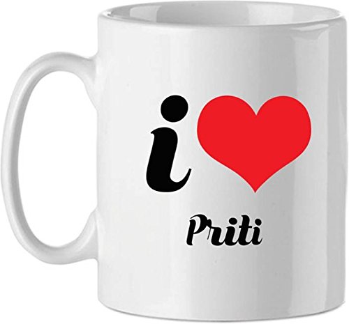 Muggies Magic Hotsale Design of I Love Priti 11 Oz Coffee Ceramic Mug 11 Oz Cremic Coffee Mug by DelhiSuperBazar