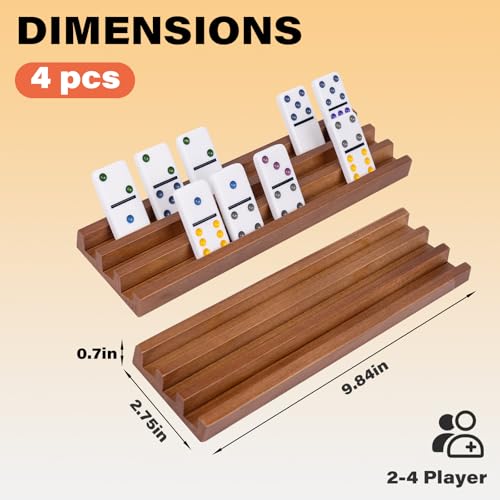 WodGod Wooden Domino Racks Set of 4 Pcs, Wood Domino Tiles Trays, Domino Holders Organizer for Mexican Train and Other Domino Games-Dominos NOT Included by WodGod - Image 3