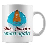 Neil DeGrasse Tyson Quote Mug, Make America Smart Again Present, Retro Space Rocket Illustration, For Students And Teachers, Science And Physics Present EFH1ZF