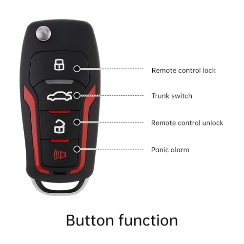 ePathChina Car Keyless Entry System, Universal 12V Auto Car Security System Burglar Alarm Protection, Anti-Theft System with 2 Remote Control + Siren+Main Control Unit+Shock Sensor+Wiring Harness