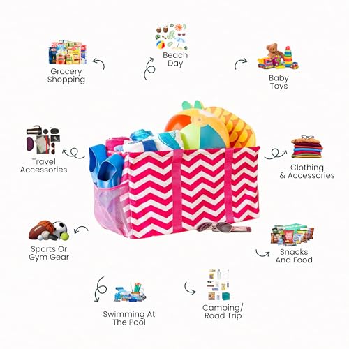Image of Extra Large Utility Tote Bag - Oversized Collapsible Pool Beach Canvas Basket