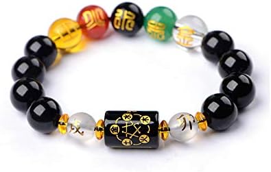 SMART DK Feng Shui Obsidian Five-Element Wealth Porsperity 14mm Bracelet, Attract Wealth and Good Luck, Deluxe Gift Box Included (Black (Obsidian))