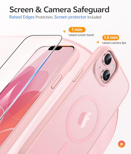 Image of FNTCASE for iPhone 14 Plus Case: for iPhone 15 Plus Magnetic Matte Textured Military Grade Drop Protection Translucent Cell Phone Cover - Slim Shockproof Protective Bumper Phonecase