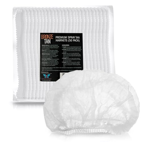 Bronze Tan Hair Nets for Spray Tanning or Food Service - Spray Tanning Supplies - Essential for Sunless Tanning -Perfect for Salons and Home Use - Protects Hair from Spray Tan Solution - 50 Pack