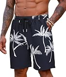 COOFANDY Mens White Shorts Hawaii Floral Pattern Shorts Elastic Waist Fashion Vacation Short