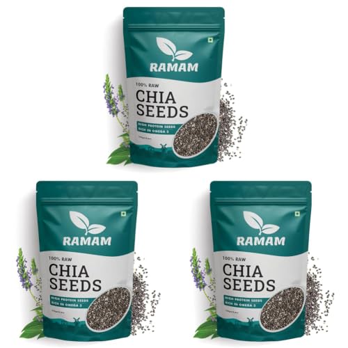 Image of Ramam Chia Seeds for Weight Management -100% Clean Superfood | Rich in Omega-3, Protein, Fiber & Calcium | Gluten-Free | Ideal for Weight Loss, Heart Health & Healthy Snacks | Versatile for Eating & Baking - 250g
