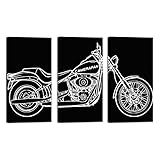 Wall Art for Living Room, Sports Motorbike Motorcycle Framed Decorative Oil Painting Set Decorative