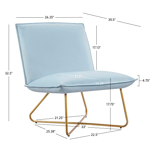 Linon Light Blue Velvet Gold Metal Base Mcallister Accent Chair #TOP1