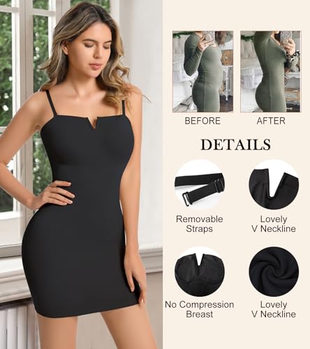 Image of Strapless Shapewear Slips for Under Dresses Full Slip Dress for Women Tummy Control Seamless Slimming Body Shaper