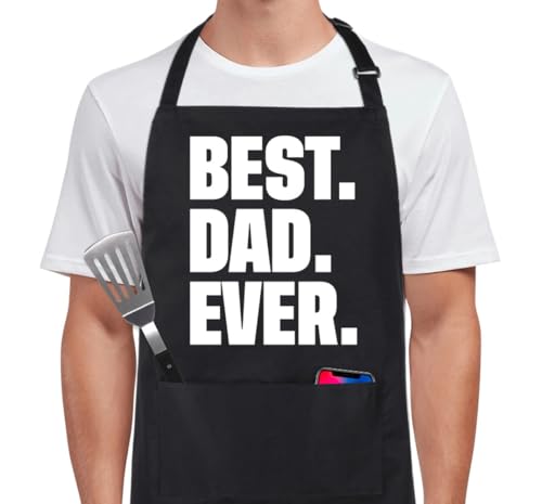 Xornis Funny Apron for Men 100% Cotton Dad Apron Adjustable Bib Aprons with 2 Pockets Funny Gifts Grilling Grill Kitchen Cooking BBQ Black