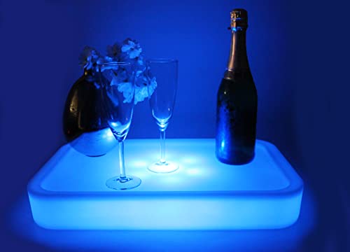 Plateau de service LED lumineux 50 x 30 cm sans fil avec télécommande changement de couleur Cover