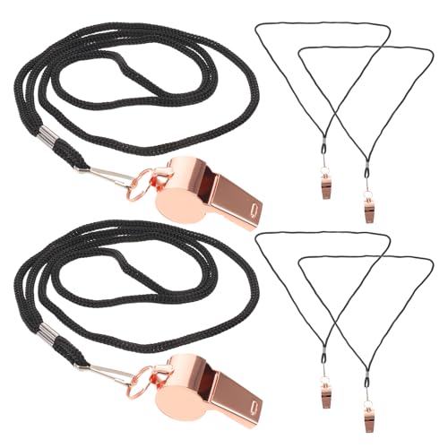 6 silbatos deportivos de acero inoxidable Rose Gold con cordón miniatura 1