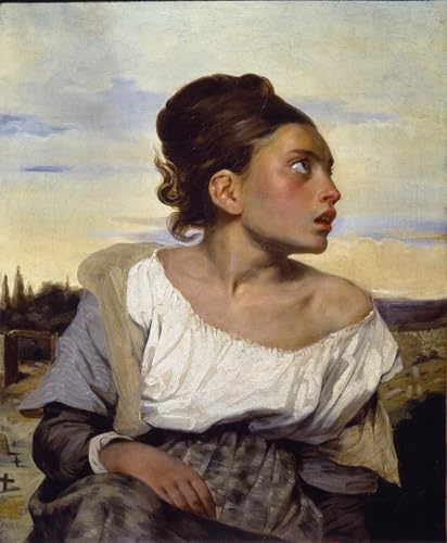 Art Tableau Jeune orpheline au cimetière Delacroix Toile Décoration Murale 60x90