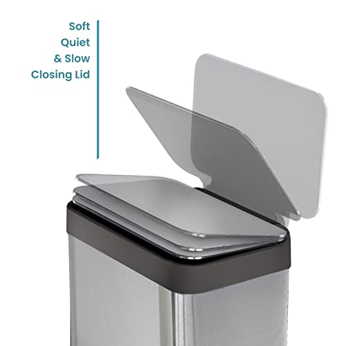 Home Zone Living 18.5 Gallon Kitchen Trash Can, Tall Stainless Steel Liner-Free Body, 70 Liter Capacity, Silver, Virtuoso Series #TOP6