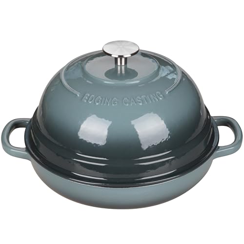 EDGING CASTING Enameled Cast Iron Dutch Oven Pot with Lid, Round Bread Oven for Homemade Sourdough Bread Baking, 6 Quart, Slateblue by EDGING CASTING - Image 2
