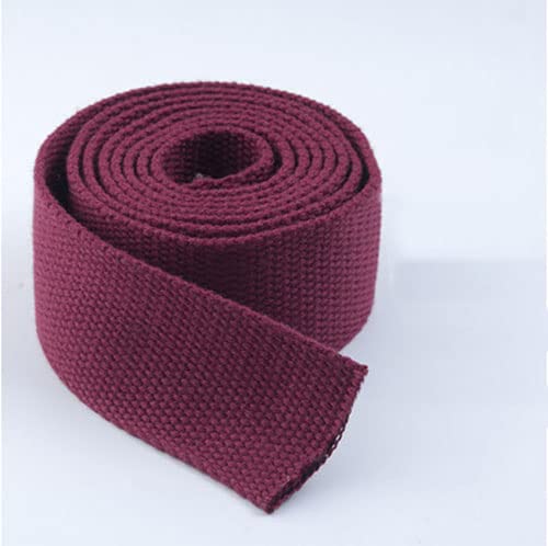 Heavy Cotton Webbing Bag Straps 38mm 24 Colours Canvas Tape Ribbon (Burgundy, 45 metre)