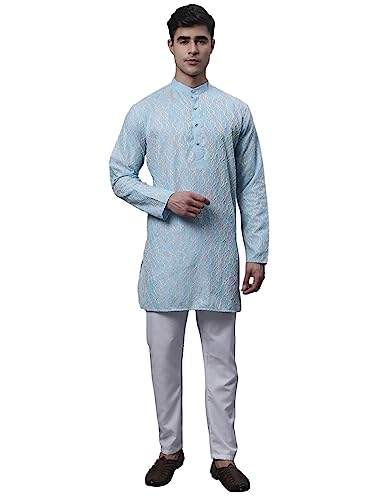 Image of Jompers Men's Cotton Embroidered Straight Kurta Pyjama Set
