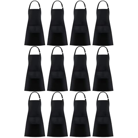 BeBuz 12 Pack Aprons For Men Women Unisex Adjustable Bib Apron with 2 Pockets Cooking Kitchen Chef Aprons for Home Kitchen, Restaurant, Coffee house Craft Garden BBQ School Cover