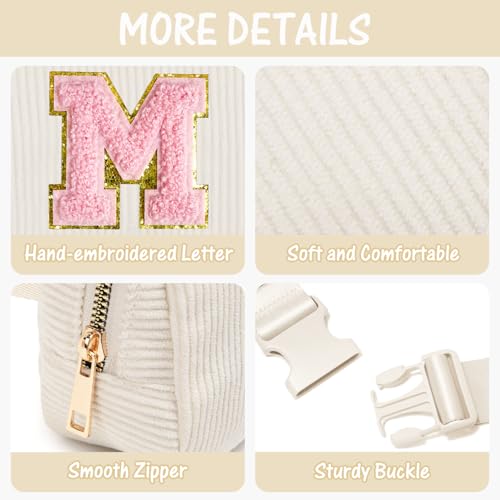 Image of Gitus Gifts for Teen Girls 10-12 12-14 14-16 16-18 Birthday Gifts for Girls Women Sister Teacher Initial Belt Bag Fanny Pack Crossbody Bags for Teen Girl Gifts Trendy Stuff Travel Essentials (Ivory-M)