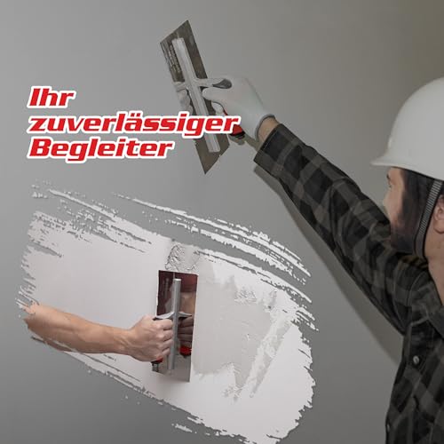 Goldblatt Glättekelle Edelstahl Kelle: Rostfreier Spachtel für Trockenbau und Finish, Robuste Nietenkonstruktion, Ergonomischer Griff, Flache Klinge, Ideal für Zement, Mörtel und Putze 280 x 130 mm