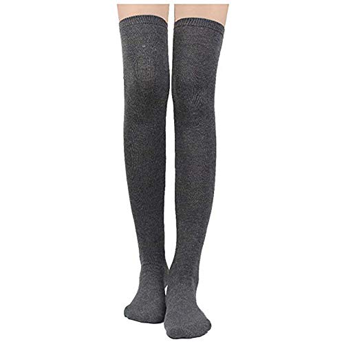 Eholder Overknee Strümpfe, Overknees Strümpfe Damen Baumwolle, Überknie Strümpfe, Uberknie Strumpfe, Lange Over Kniestrümpfe Damen, Overknee-strümpfe, Wollstrümpfe Overknee Socks (Grau) Cover