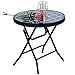 PHIVILLA - Tavolino rotondo pieghevole in vetro e metallo, tavolo da caffè, piccolo tavolino da balcone, resistente alle intemperie, facile da pulire, per balcone, giardino, terrazza, soggiorno