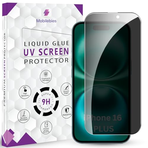 Mobilebies® Premium Privacy Tempered Glass Screen Protector for iPhone 16 Plus (6.7 Inch, Pack of 1) Edge to Edge Coverage Anti-Spy/Anti-Peeping 9H Hardness Screen Guard with Installation Kit