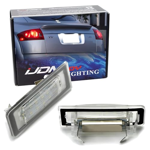 iJDMTOY OEM-Fit 3W Full LED License Plate Light Kit Compatible With Audi 1999-06 TT, Powered by 18-SMD Xenon White LED
