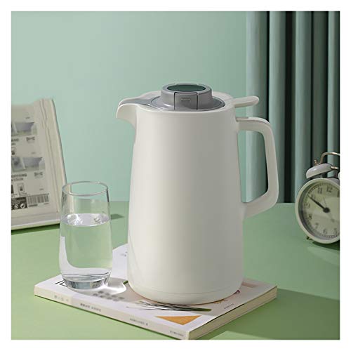 MESURE 1.5 Litre Thermal Pot Coffee Jug,Thermal Carafe With Glass Liner,Double Wall Vacuum Insulated Pitcher,Temperature Display,24 Hour Heat And Cold Retention (Color : White, Size : 1.5L)