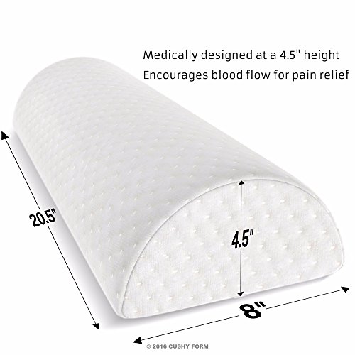 Cushy Form Bolster Pillow for Back Pain - Half Moon Knee Pillows for Sleeping on Side, Stomach, Back - Memory Foam Wedge Helps Support Leg, Neck & Lumbar - Roll Pillow with Washable Cover - Thumbnail 2