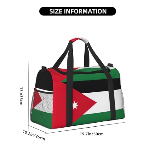 Jordanian flag print Weekender Overnight Carry On Bag Gym Luggage Bag Duffel Bag for Travel Women4