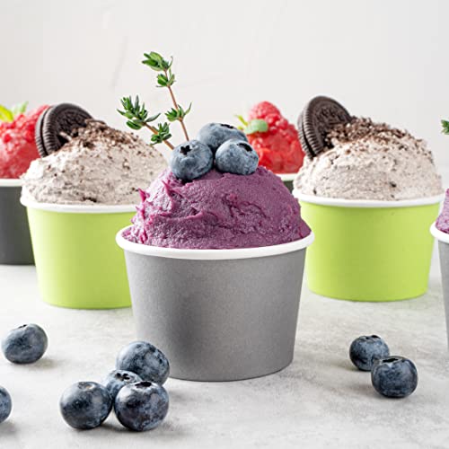 Image of Coppetta 4 Ounce Dessert Cups, 200 Disposable Ice Cream Cups - Lids Sold Separately, Heavy-Duty, Gray Paper Frozen Yogurt Bowls, For Hot And Cold Foods, Perfect For Gelato Or Mousse - Restaurantware