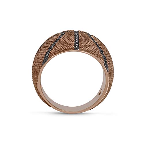 Image of Adrenaline Rush Slam Dunk Basketball Brown Rhodium Plated Sterling Silver Black Diamond Ring