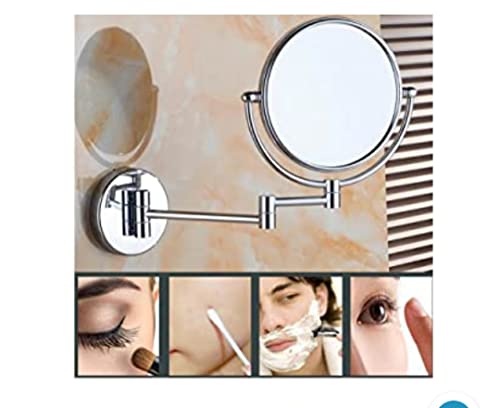 Image of Buenos- Magnifying Shaving Makeup Beauty Vanity Zoom Mirror with Silver Chrome Finish. Dual Side Magnification Wall Hung. 8 Inch Rod Type. 360 Degree ROTATABLE