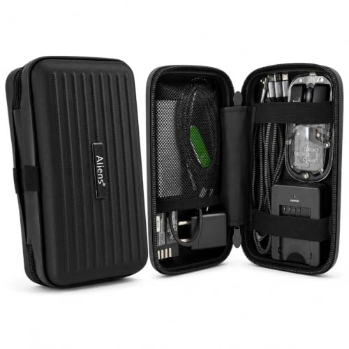 Image of Aliens Travel Gadget Organiser Case Bag, Hardshell ABS Material, Shockproof, Water-Resistant Travel Storage Pouch for HDD /SSD, Gadget Organiser, Cable, Charger, Smartphone, airpods, Power Bank-Black