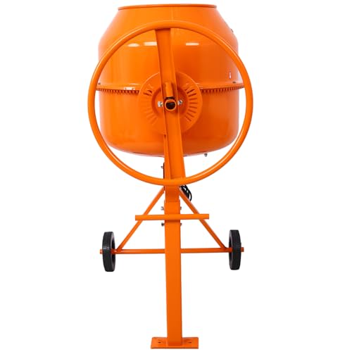 Cement Mixer, 5 Cu. Ft Electric Concrete Mixer Machine, 650W AC Motor Portable Power Cement Mixers for Mortar, Stucco and Fodder, Orange
