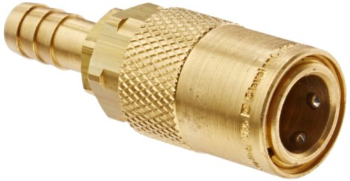 Image of Eaton Hansen FTS306V Brass Straight Hose Stem Hydraulic Fitting, Socket with Valve, 3 /8 inch Hose ID, 3 /8 inch Body