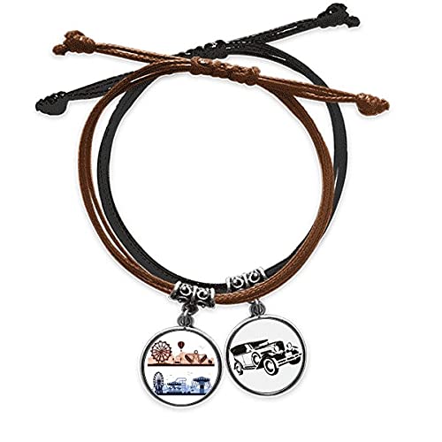 Bracelet cordon et cuir silhouette parc de loisirs