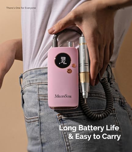 Image of MelodySusie Entry-Level Clip-On Rechargeable Nail Drill, SC320F 30000RPM E-File with Pastel & Colorful Design for Manicure Shaping & Gel Removal, Ideal for Training, Nail Art Practice & Home Use.
