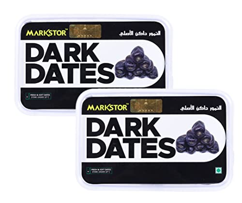 Image of Markstor Fresh Dark Dates - 800g, Premium Imported Black Dates. All-Natural. Rich in Vitamins & Minerals (400g x 2 Packs)