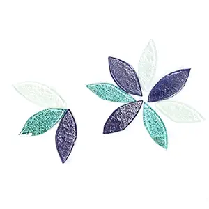 Sweven Art Mosaic Tiles, 35mm Size Leaves, 4mm Thick,Textured Green, Lilac & White (Pack of 200Gms)