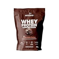 Emana Suplemento Alimentar em Pó Whey Protein Adoçado com Stevia Sabor Chocolate Belga - 450g