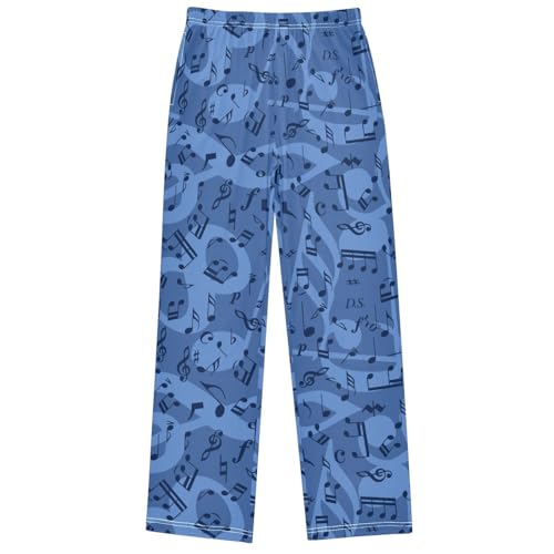 Boy's Pants Blue Musical Background Pattern Jogger Pants Elastic Waist Long Bottoms Trousers with Pockets 6-14 Y
